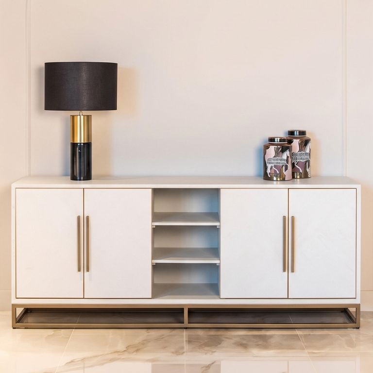 Whitebone Brass 4 Door Sideboard - 225cm