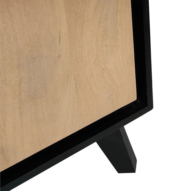 Boho Sideboard - 4 Door - 150cm - Medium - Geometric Design - Natural and Black - Mango Wood