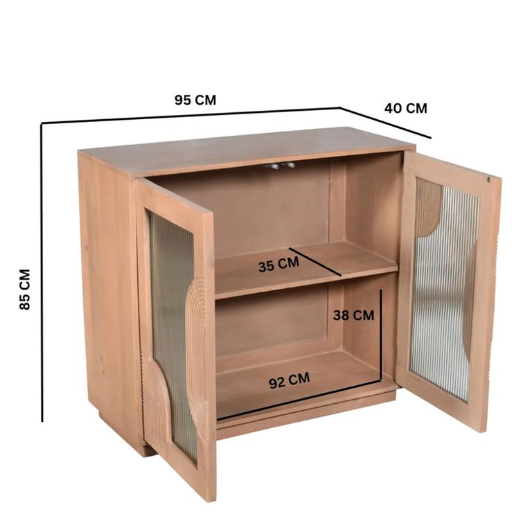 Indus Sideboard - 2 Door - 95cm - Compact - Pale Taupe - Mango Wood