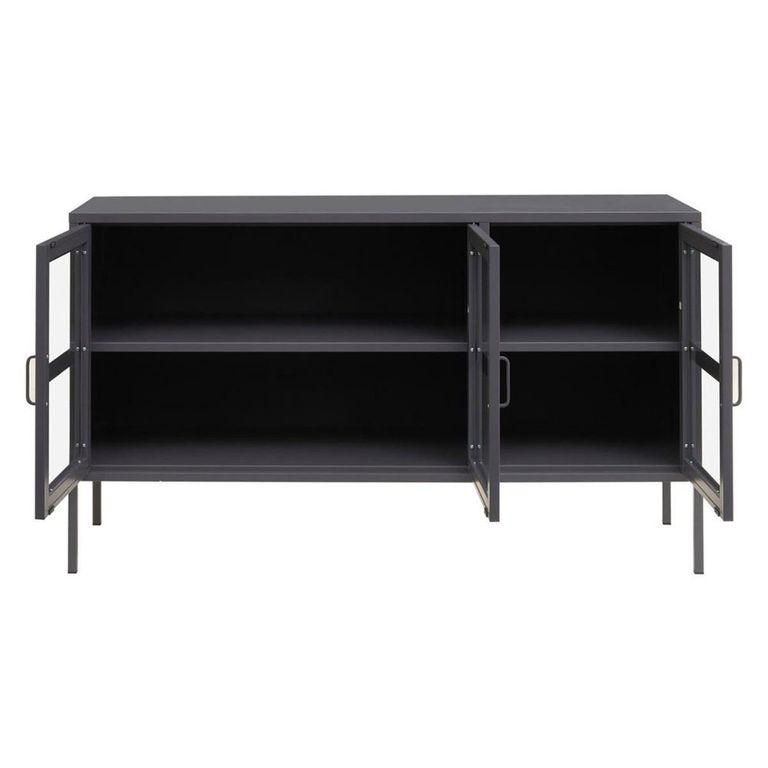Acier Metal Medium Sideboard - 3 Door - Grey - 140cm