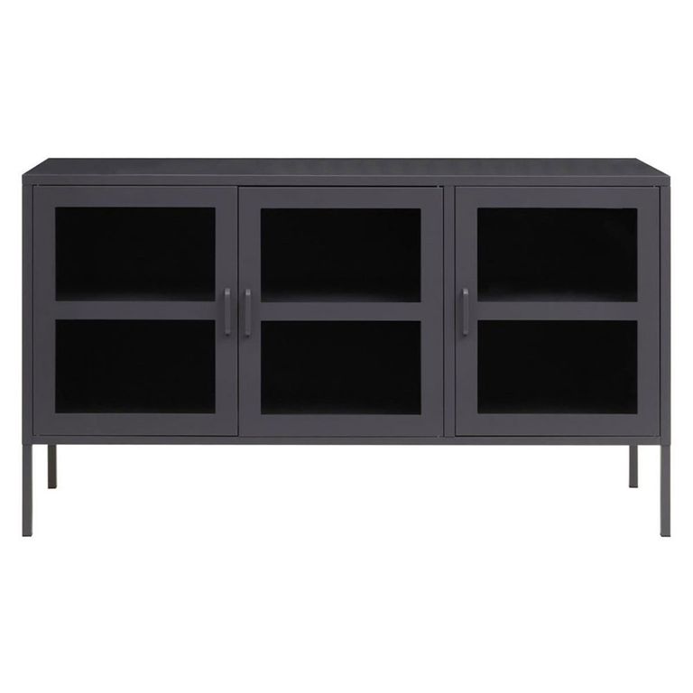 Acier Metal Medium Sideboard - 3 Door - Grey - 140cm