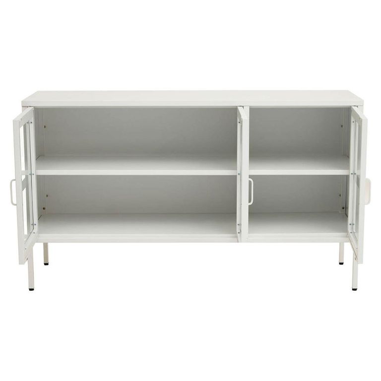 Acier Metal Medium Sideboard - 3 Door - White - 140cm