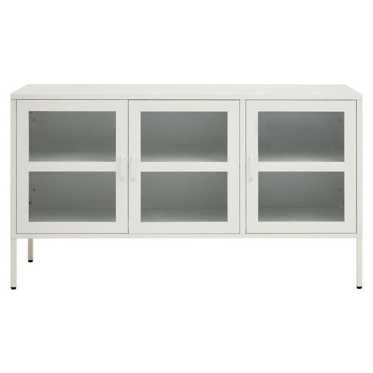 Acier Metal Medium Sideboard - 3 Door - White - 140cm