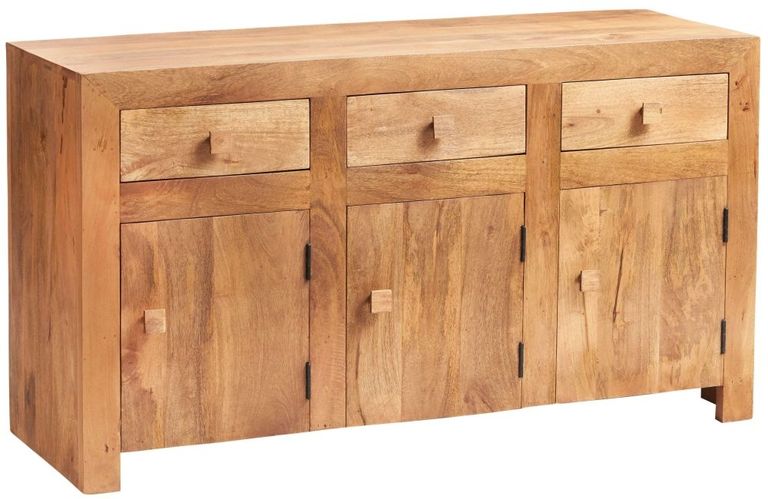 Ajmer Light Mango Wood 135cm Medium 3 Door Sideboard