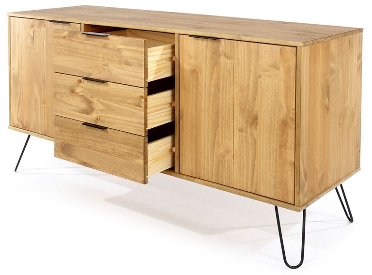 Augusta Pine Medium Sideboard with Hairpin Legs - 2 Doors