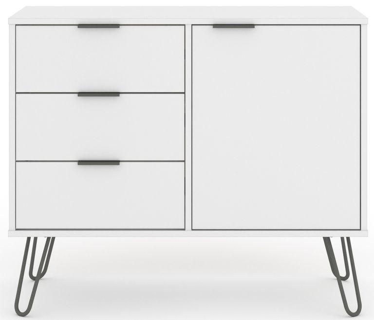Augusta White 90cm Small Sideboard with Hairpin Legs