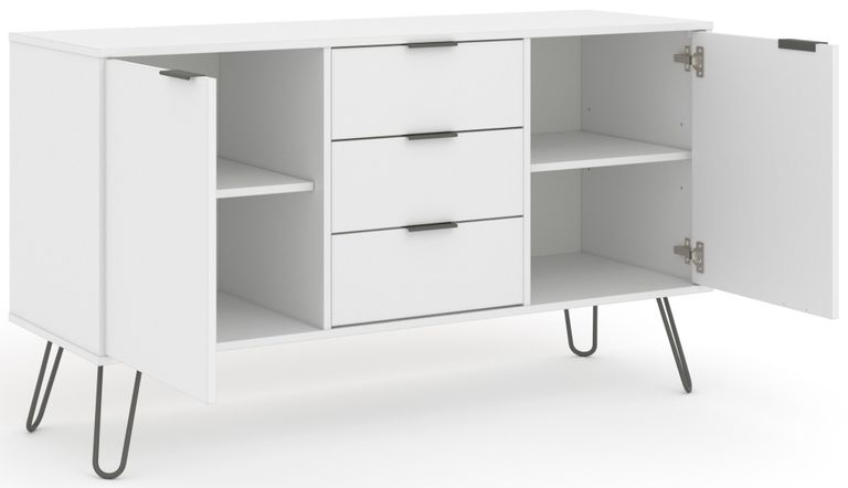 Augusta White Medium Sideboard with Hairpin Legs - 2 Doors