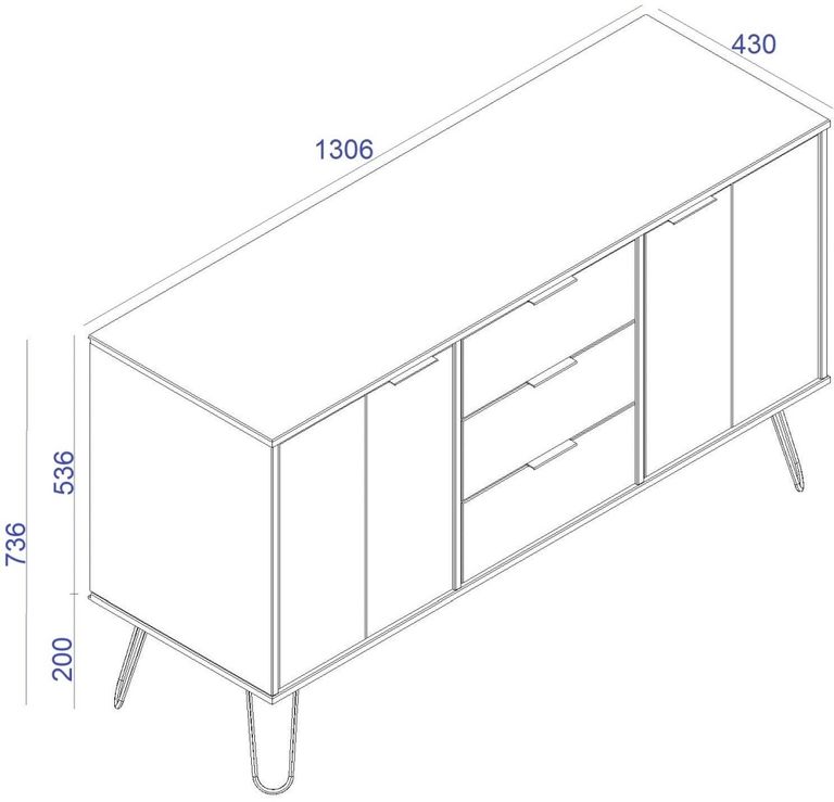 Augusta White Medium Sideboard with Hairpin Legs - 2 Doors