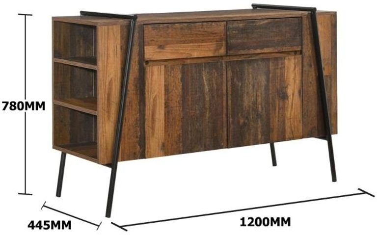 Alpena Rustic Oak 120cm Small 2 Door Sideboard