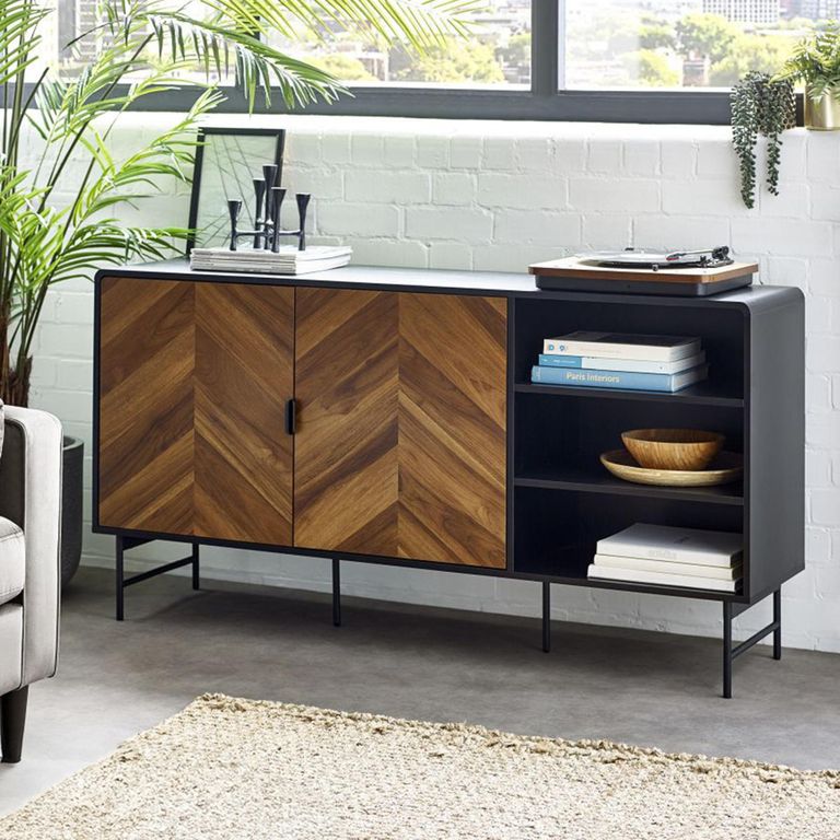 Alvin Chevron Wood Effect Large Sideboard - 160cm - 2 Door