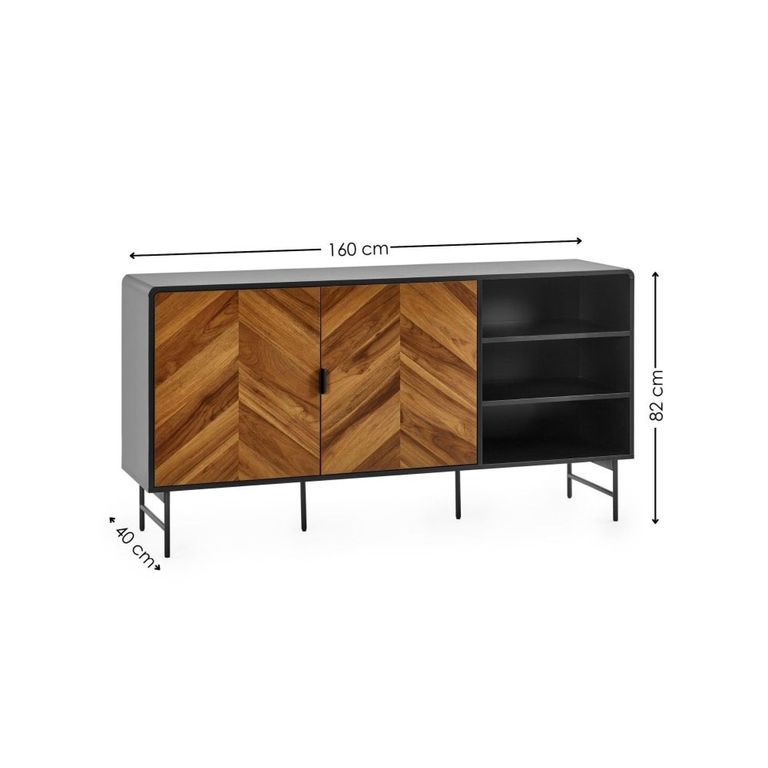 Alvin Chevron Wood Effect Large Sideboard - 160cm - 2 Door