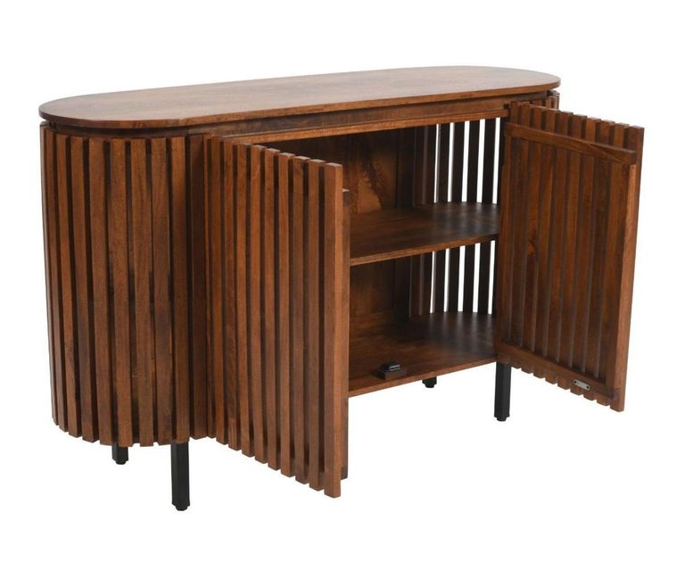 Amber Slatted Mango Wood 135cm Medium 2 Door Sideboard