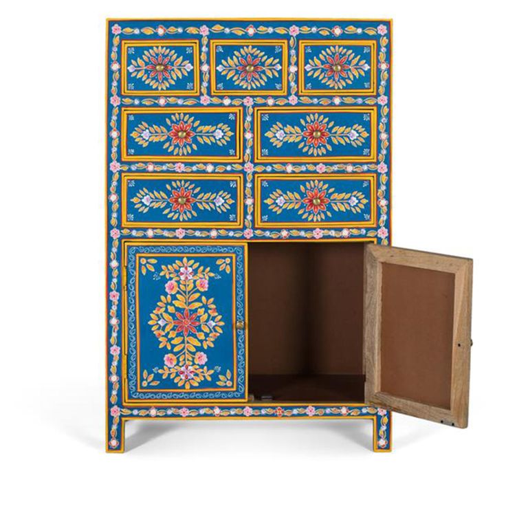 Ancona Highboard - Blue Mango Wood - Painted - 2 Door - Medium