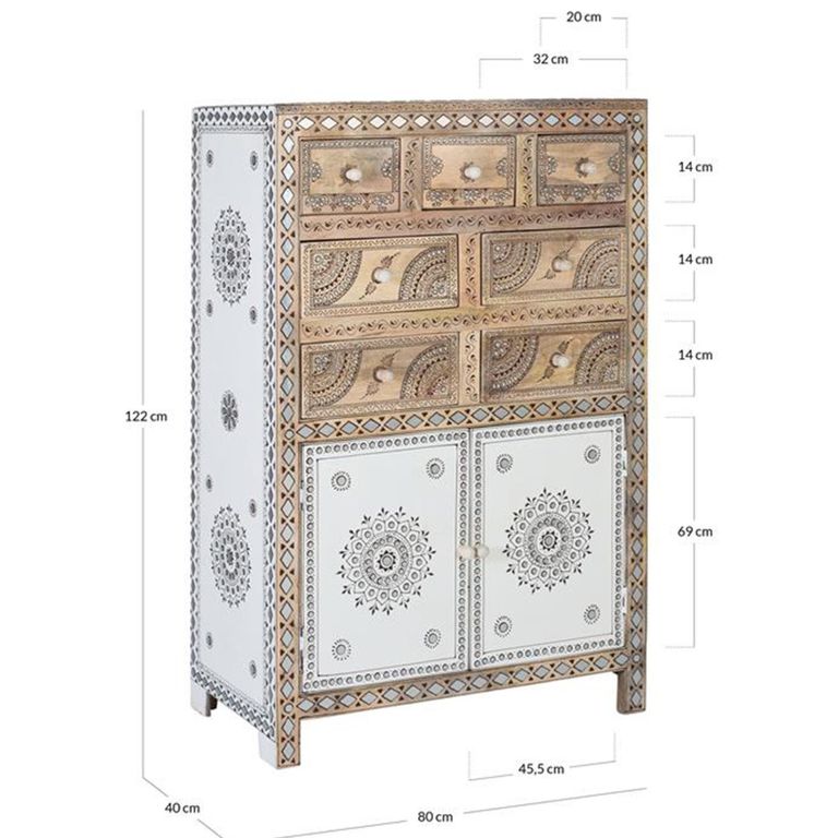 Ancona Highboard - Mango Wood - 2 Door - Medium