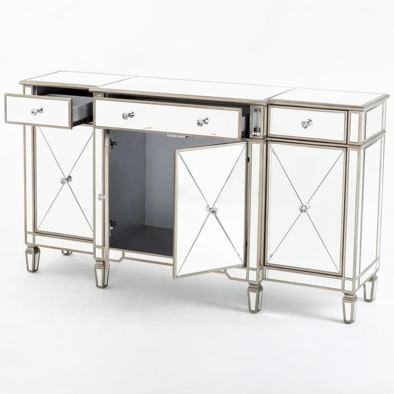 Antoinette Mirrored Champagne Trim 4 Door Large Sideboard - 160cm