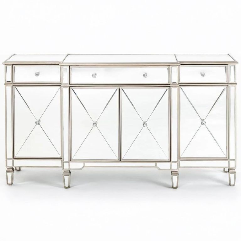Antoinette Mirrored Champagne Trim 4 Door Large Sideboard - 160cm
