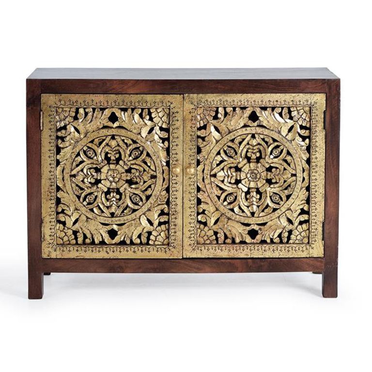 Argonas Sideboard - Carved Mango Wood - Medium - 2 Door - 110cm