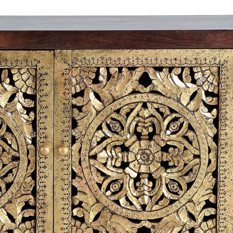 Argonas Sideboard - Carved Mango Wood - Medium - 2 Door - 110cm