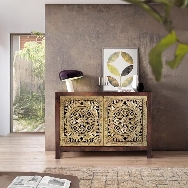 Argonas Sideboard - Carved Mango Wood - Medium - 2 Door - 110cm