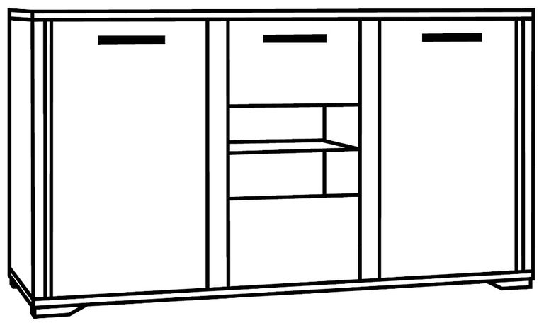 Augusta Grey Oak Effect 3 Door Medium Sideboard