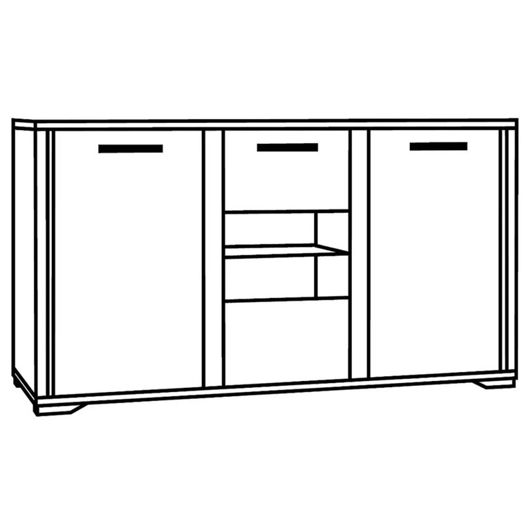 Augusta Grey Oak Effect 3 Door Medium Sideboard