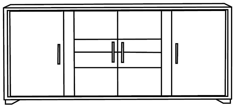 Augusta Grey Oak Effect 4 Door Extra Large Sideboard 200cm
