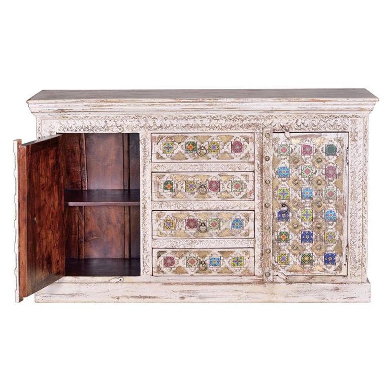Awendaw Sideboard - 2 Door - Medium - 150cm - Mango Wood - White Washed