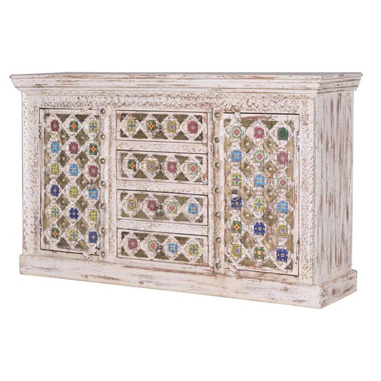 Awendaw Sideboard - 2 Door - Medium - 150cm - Mango Wood - White Washed