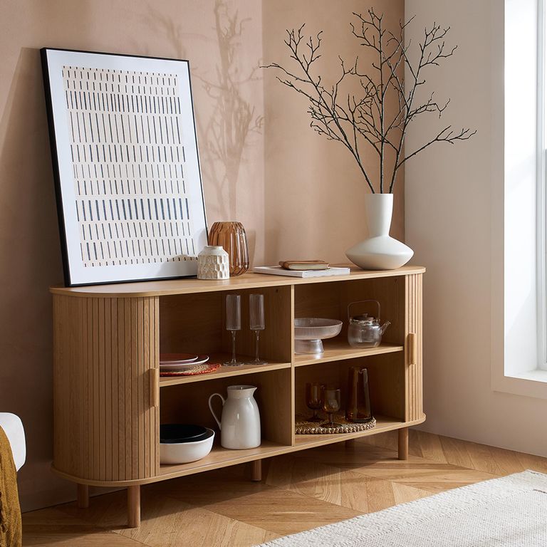 Axel Large Curved Sideboard - 160cm - 2 Door - Oak Fluted