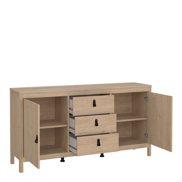 Barcelona Jackson Hickory Oak 3 Drawer Medium Sideboard