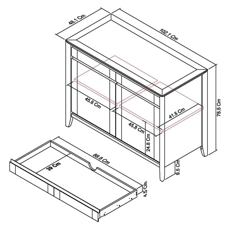 Bergen Grey Washed Oak & Soft Grey Narrow Sideboard - 2 Drawer