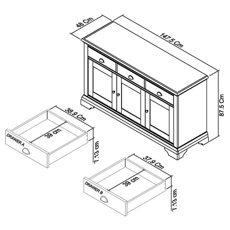 Hampstead Two Tone Wide Sideboard - 3 Door