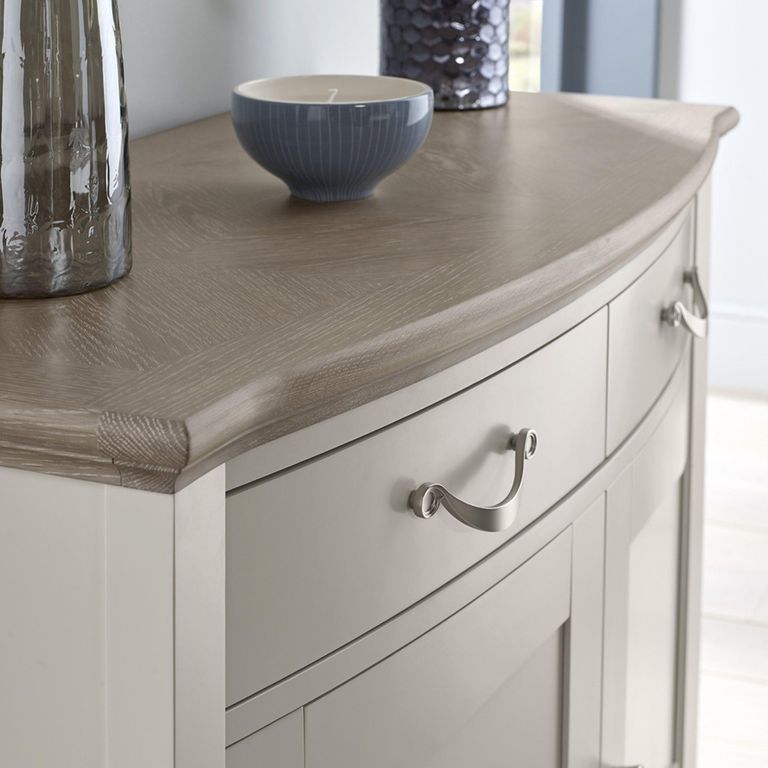 Montreux Narrow Sideboard - 2 Drawer - Grey Washed Oak & Soft Grey