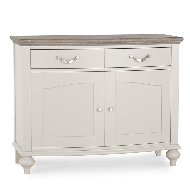 Montreux Narrow Sideboard - 2 Drawer - Grey Washed Oak & Soft Grey