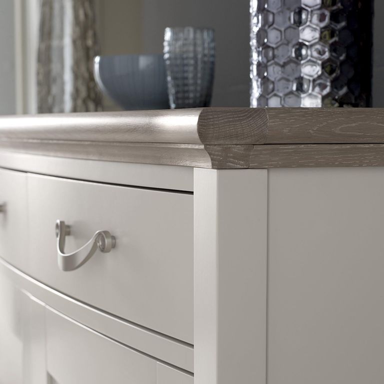 Montreux Wide Sideboard - 3 Drawer - Grey Washed Oak & Soft Grey