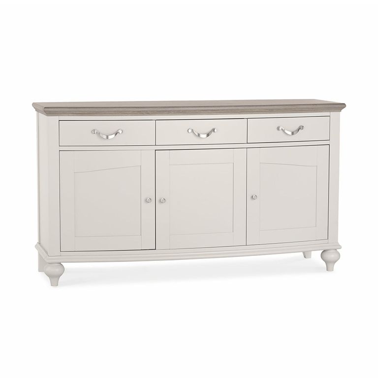 Montreux Wide Sideboard - 3 Drawer - Grey Washed Oak & Soft Grey