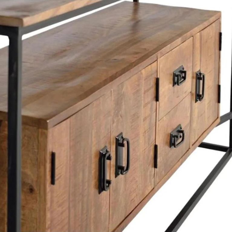 Bergamo Sideboard - Industrial Style - Mango Wood - 3 Door - Extra Large - 180cm