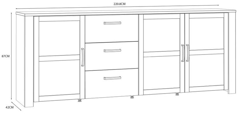 Bohol White 3 Door Extra Large Sideboard