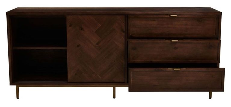 Brando Sideboard - Herringbone - 2 Door - Extra Large - 180cm - Dark Brown