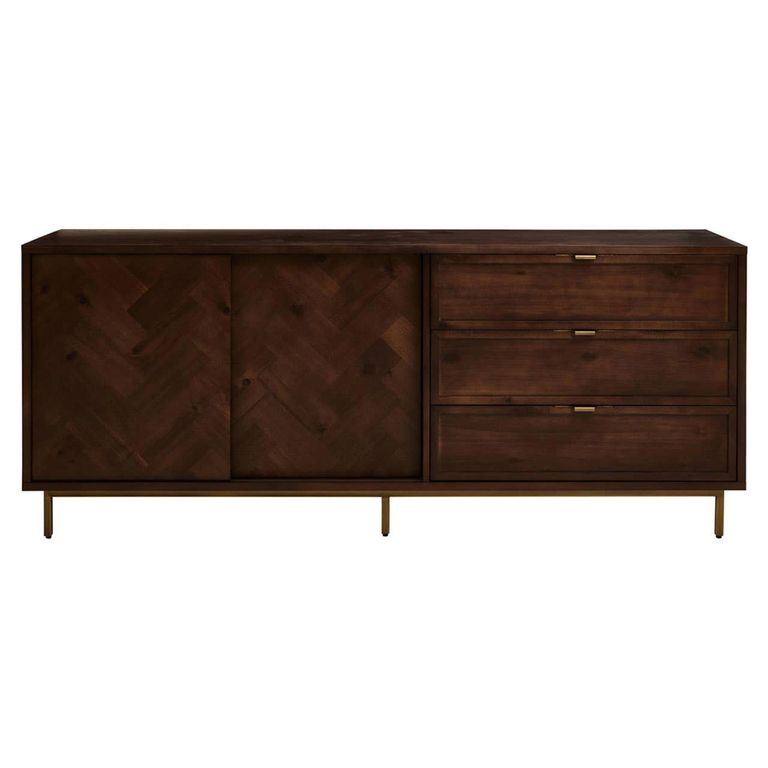 Brando Sideboard - Herringbone - 2 Door - Extra Large - 180cm - Dark Brown