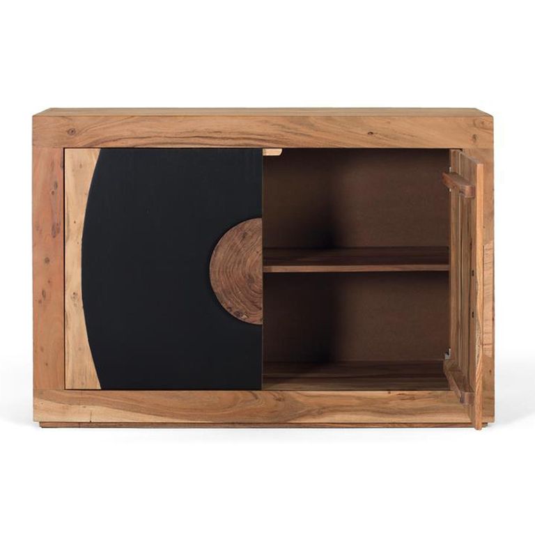 Braylee Sideboard - Natural and Black - 2 Door - Small - 110cm - Acacia Wood