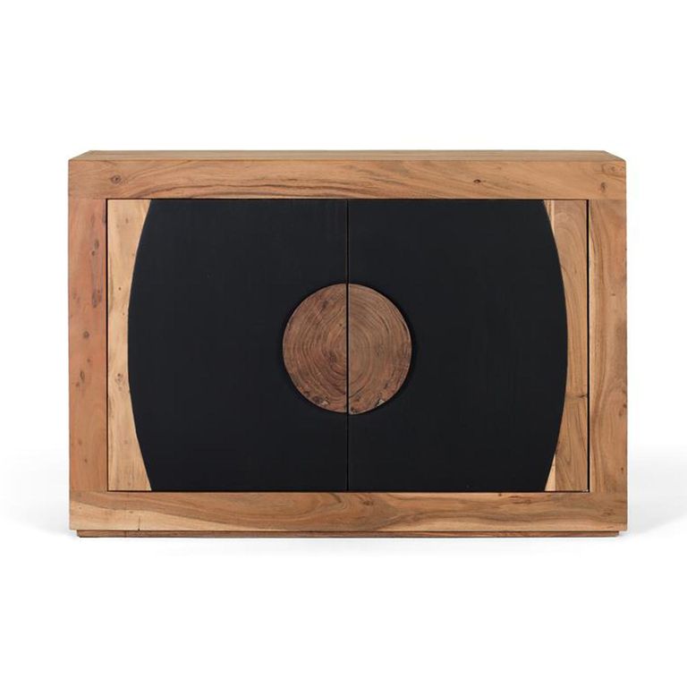 Braylee Sideboard - Natural and Black - 2 Door - Small - 110cm - Acacia Wood