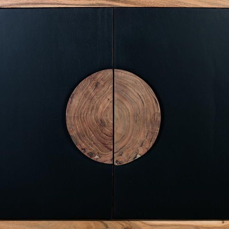 Braylee Sideboard - Natural and Black - 2 Door - Small - 110cm - Acacia Wood