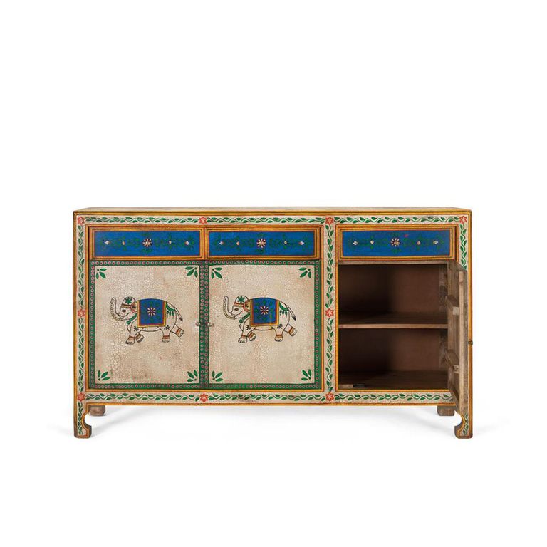 Bruci Sideboard - Mango Wood - Painted - 3 Door - Medium - 150cm