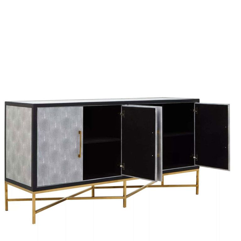Cadio Sideboard - 4 Door - Extra Large - 184cm - Grey Faux Shagreen with Gold Legs