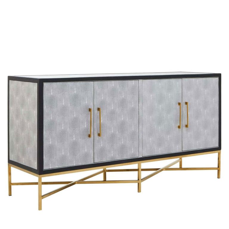 Cadio Sideboard - 4 Door - Extra Large - 184cm - Grey Faux Shagreen with Gold Legs