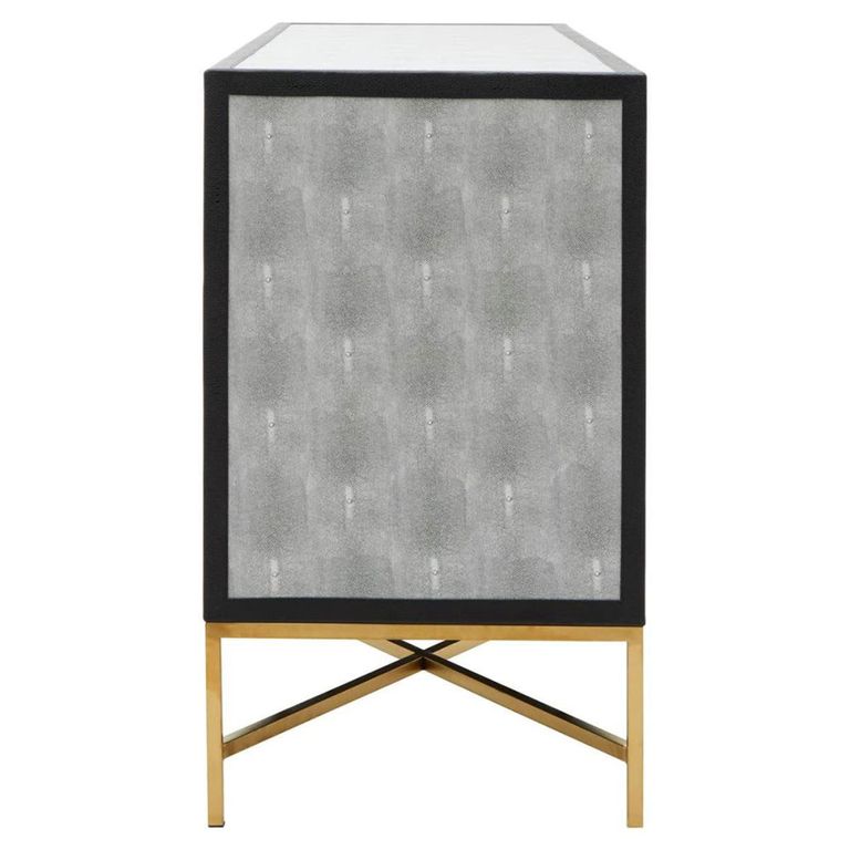 Cadio Sideboard - 4 Door - Extra Large - 184cm - Grey Faux Shagreen with Gold Legs