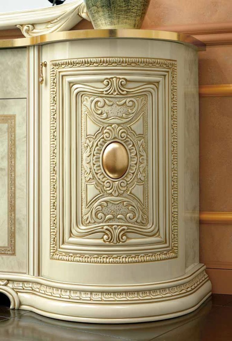 Leonardo Buffet Sideboard - Large - Ivory Gloss and Gold