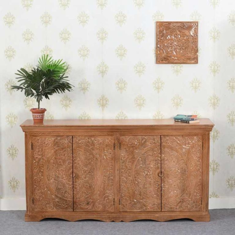 Carved Mango Wood 175cm Extra Large Sideboard - 4 Doors