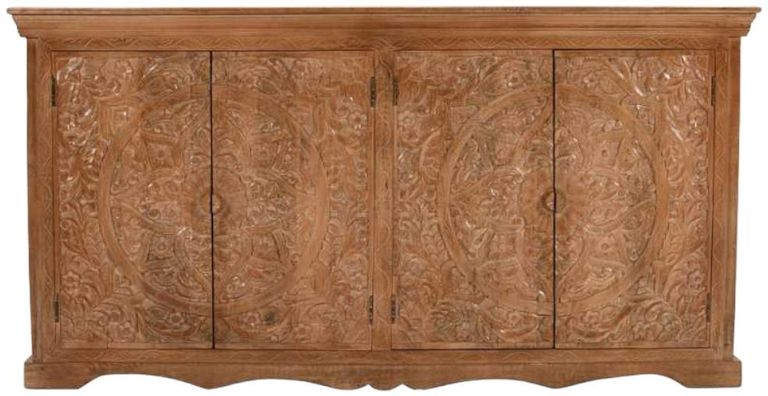 Carved Mango Wood 175cm Extra Large Sideboard - 4 Doors